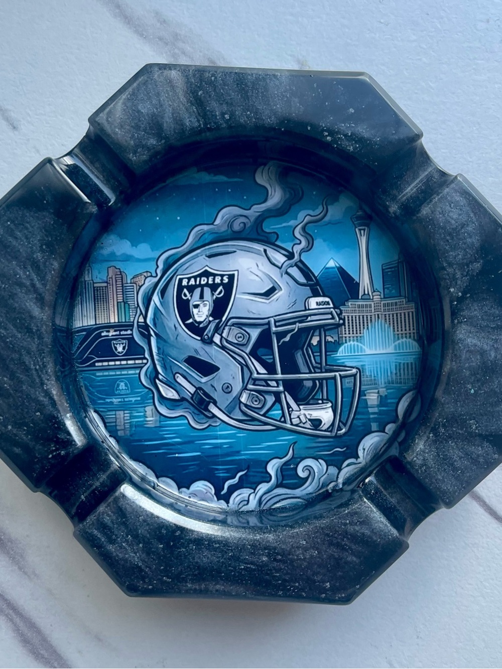 Las Vegas Raiders Ashtray Handmade Resin NFL Football Fan Collectible Gift Decor
